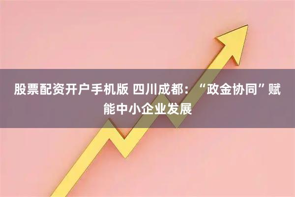 股票配资开户手机版 四川成都:“政金协同”赋能中小企业发展