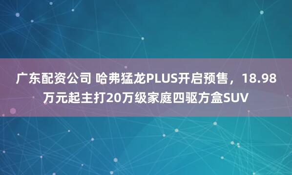 广东配资公司 哈弗猛龙PLUS开启预售，18.98万元起主打20万级家庭四驱方盒SUV
